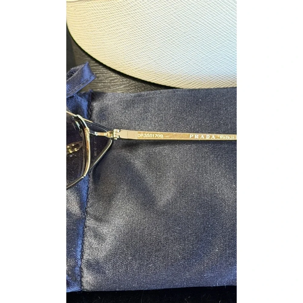 Prada SPR 63U ZVN-400 Cat-Eye Sunglasses Gold Tone Gradient Brown Made Italy
